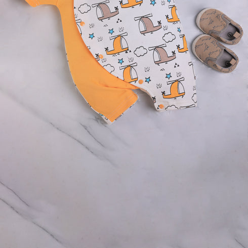 Helicopter Printed Raglan Sleeve Romper