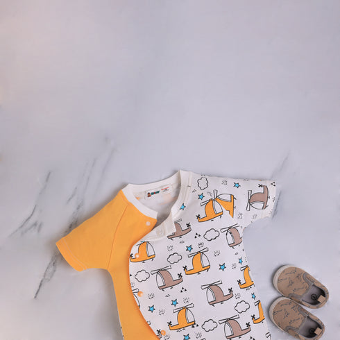 Helicopter Printed Raglan Sleeve Romper