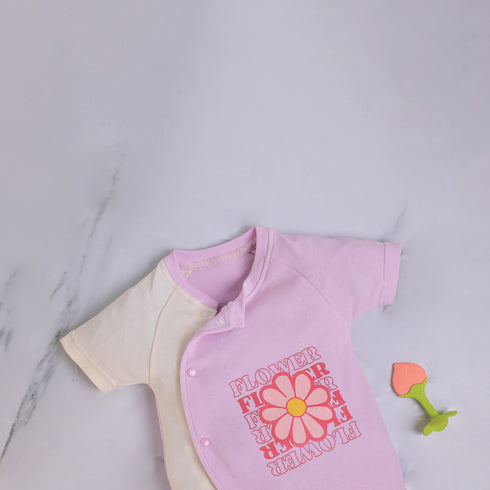 Flower Raglan Sleeve Romper