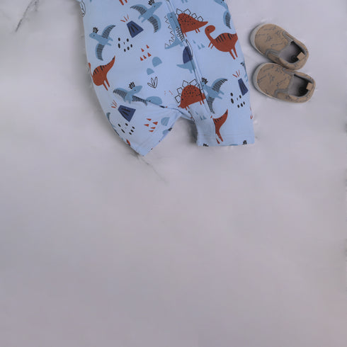 Blue Animal World Zip-Up Romper