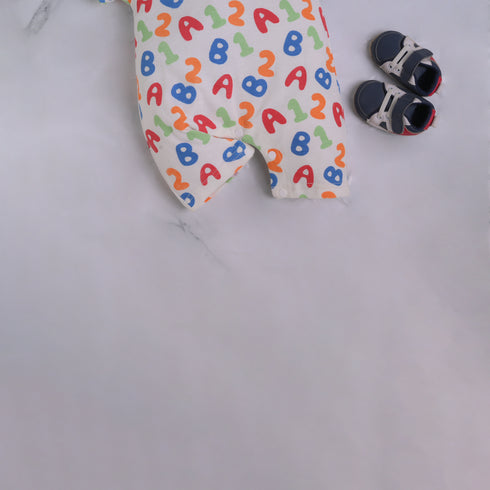 Numbers Patterned Polo Romper