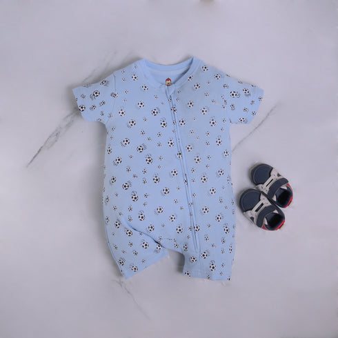 Football Printed Zip-Up Romper