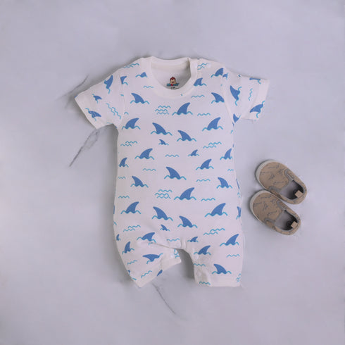 Shark Tail Buttoned Romper