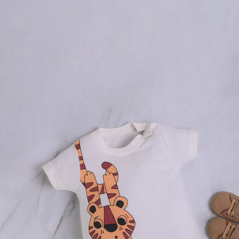 Hanging Cat Buttoned Romper