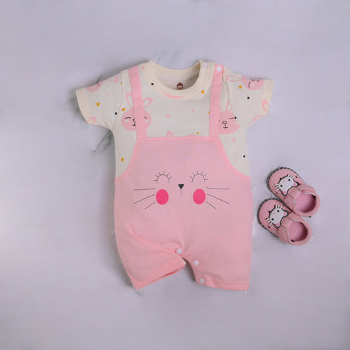 Pink Bunny Dungaree Romper