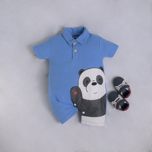 Blue Panda Polo Romper