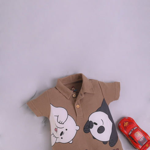 Beige Bare Bears Polo Romper