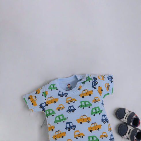 Cars Printed Buttoned Romper