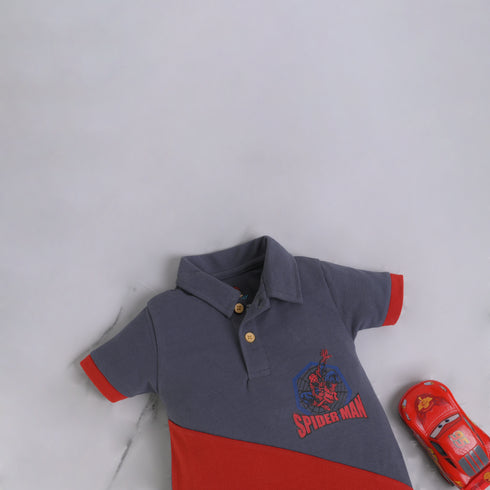 Spiderman Cut & Sew Polo Romper