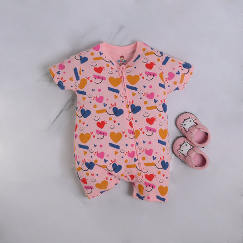 Abstract Hearts Zip-Up Romper