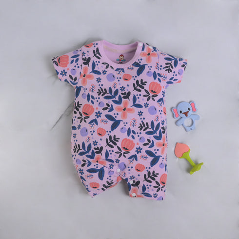 Lilac Flowered Buttoned Romper