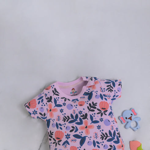 Lilac Flowered Buttoned Romper