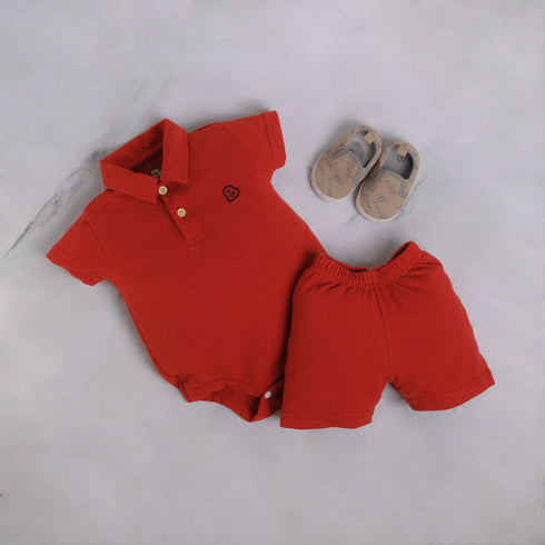 Orange Polo Bodysuit Set