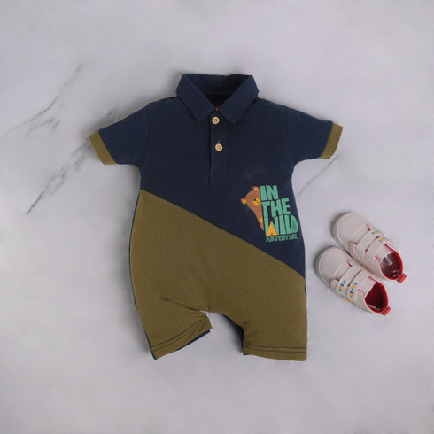 Bear in the Wild Cut & Sew Polo Romper