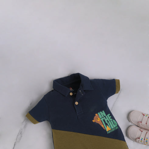 Bear in the Wild Cut & Sew Polo Romper