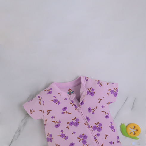 Lavender Bloom Zip-Up Romper