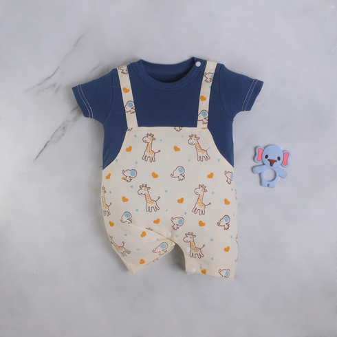 Giraffe Printed Dungaree Romper