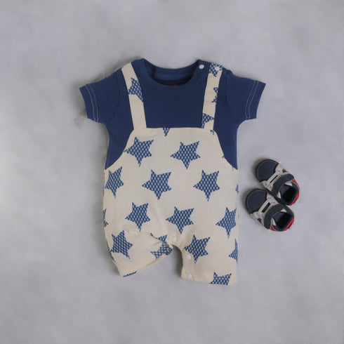 Navy Stars Dungaree Romper