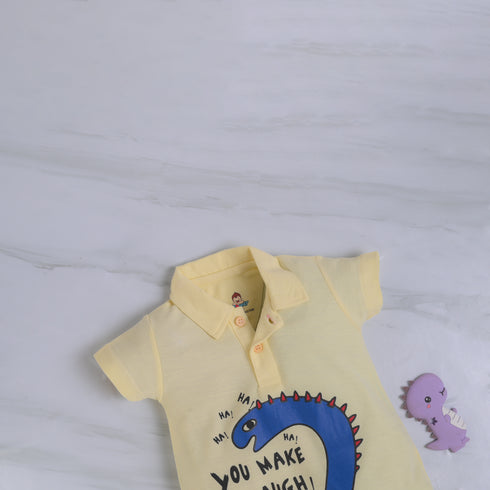 Yellow Gigglesaurus Polo Romper