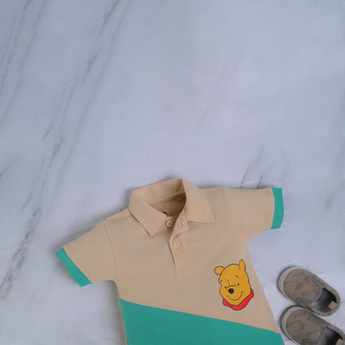 Pooh Printed Cut & Sew Polo Romper