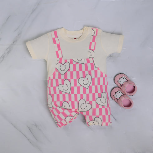 Checkered Love Dungaree Romper