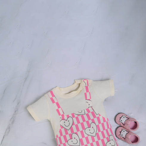 Checkered Love Dungaree Romper