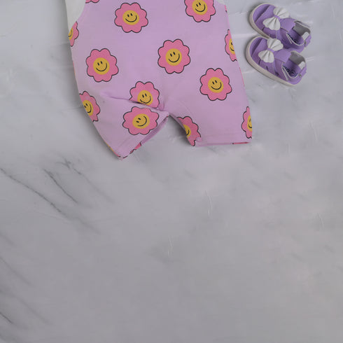 Lilac Flowers Dungaree Romper