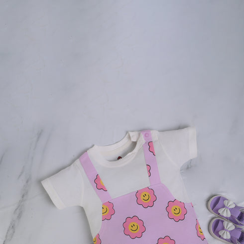 Lilac Flowers Dungaree Romper