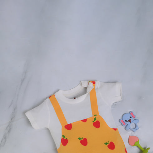 Yellow Fruits Dungaree Romper