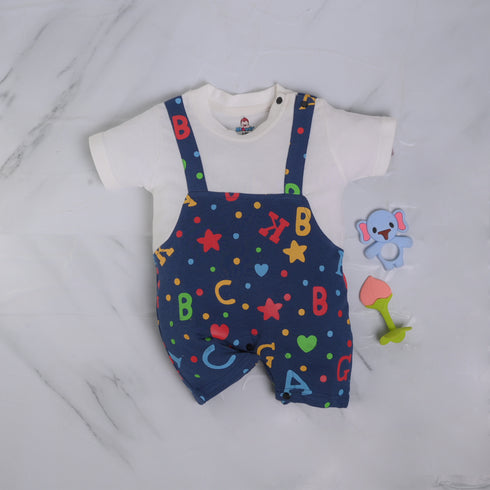 Alphabets Print Dungaree Romper