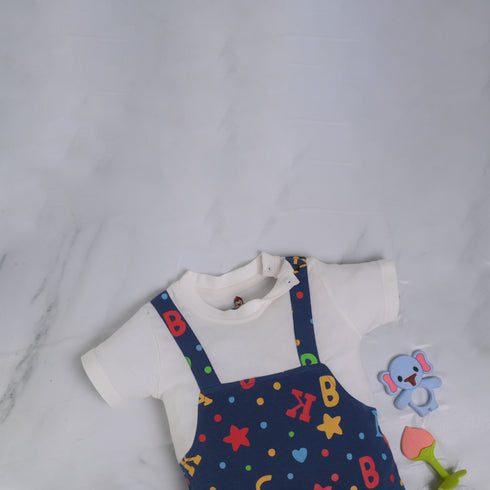 Alphabets Print Dungaree Romper