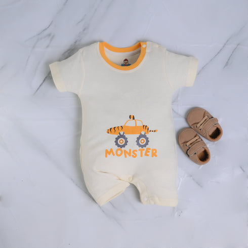 Monster Truck Buttoned Romper