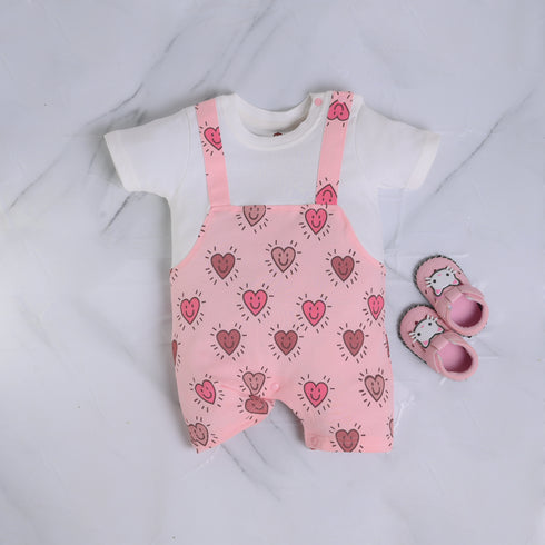 Hearts Printed Dungaree Romper