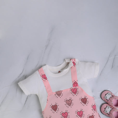 Hearts Printed Dungaree Romper